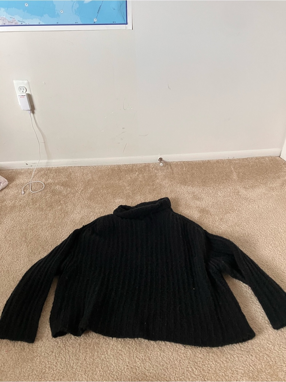 Free People Black Ribbed Turtleneck Sweater